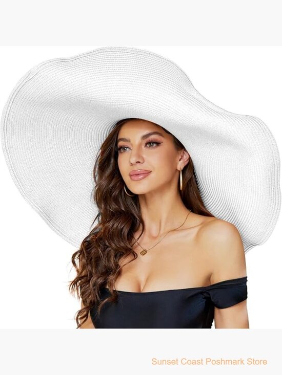 Oversized Straw Sun Hat Wide Brim Beach Travel